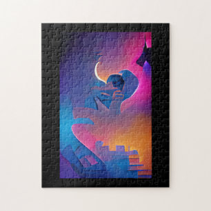 Climbing the dream tower abstract digital art jigsaw puzzle