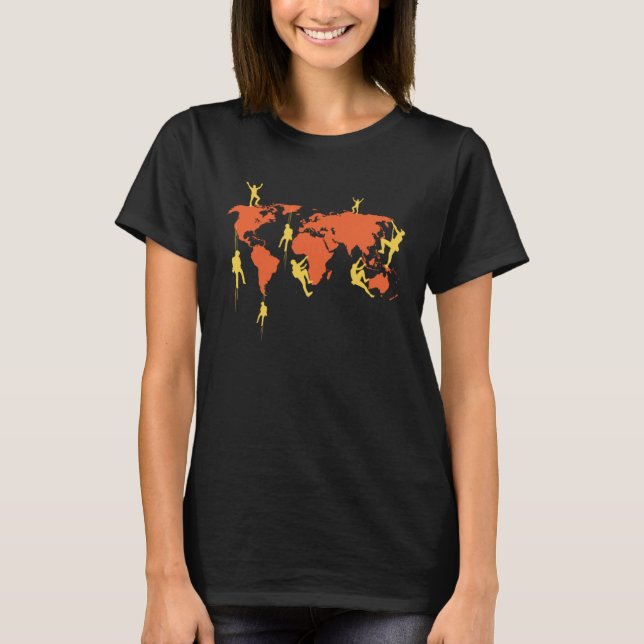 Climbing The World Earth Globe Climber Boulderer T-Shirt (Front)