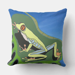 Climbing Tree Frog    Throw Pillow