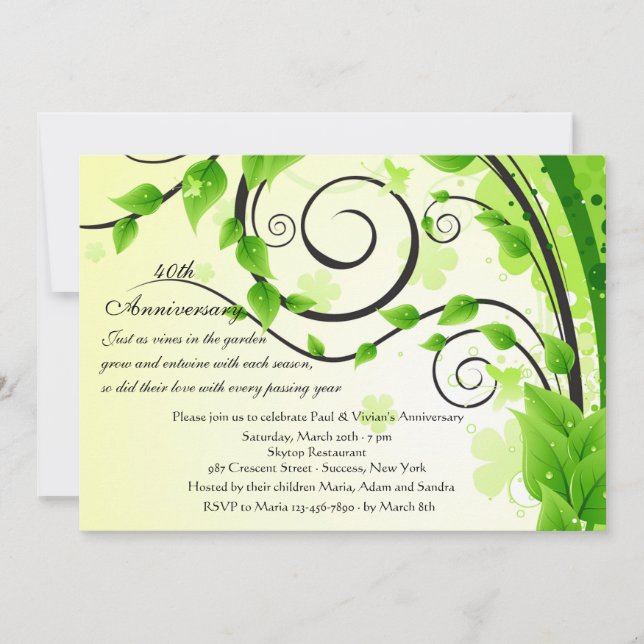 Climbing Vines Anniversary Party Invitation (Front)