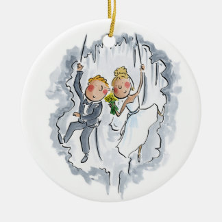 Climbing Wedding Couple Ceramic Ornament