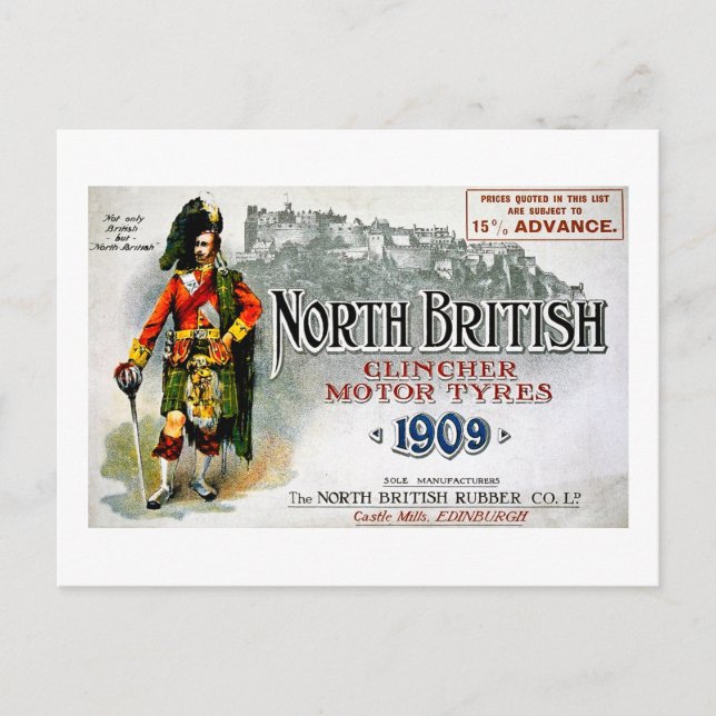 Clincher Motor Tyres1909 - Vintage Advertisement Postcard (Front)