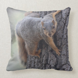 Clinging Squirrel Throw Pillow