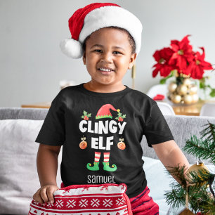 Clingy elf matching christmas family group name toddler t-shirt