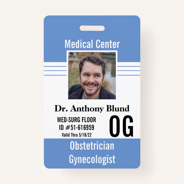 Clinic Doctor identification Photo Name Bar Code Badge (Front)