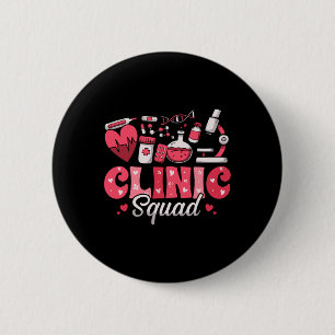 Clinic Squad Stethoscope Leopard Nurse Valentine's 2 Inch Round Button