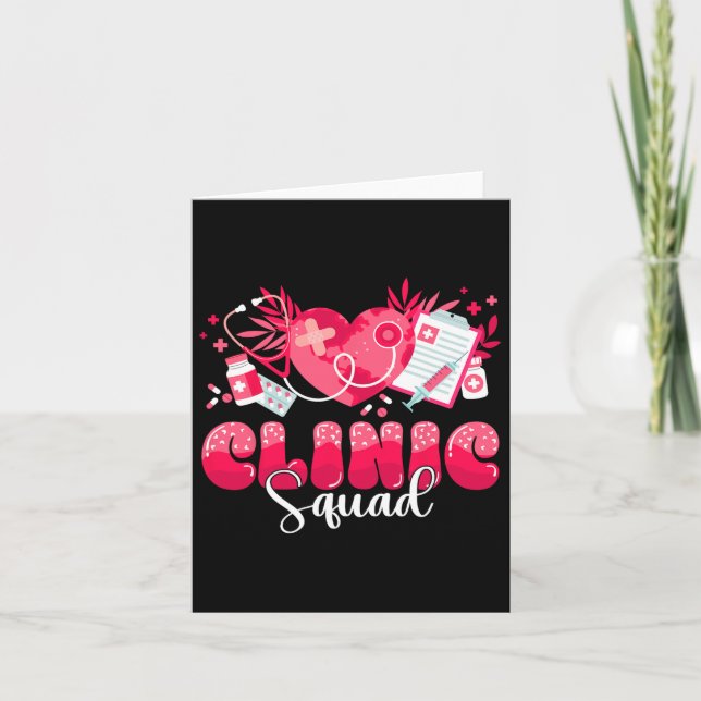 Clinic Squad Stethoscope Leopard Nurse Valentine's Card (Front)
