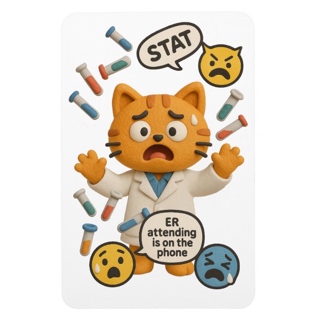 Clinical Lab Tech Cat Running So Many Tests Magnet (Vertical)