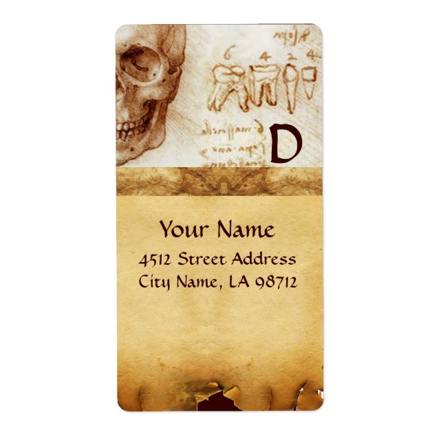 CLINIQUE DENTAIRE, MONOGRAMME DENTISTE, Parchemin  (Devant)