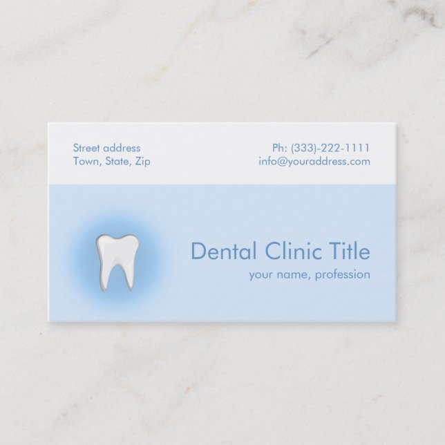 Clinique dentaire Simple Bleu Blanc Carte dentaire (Devant)
