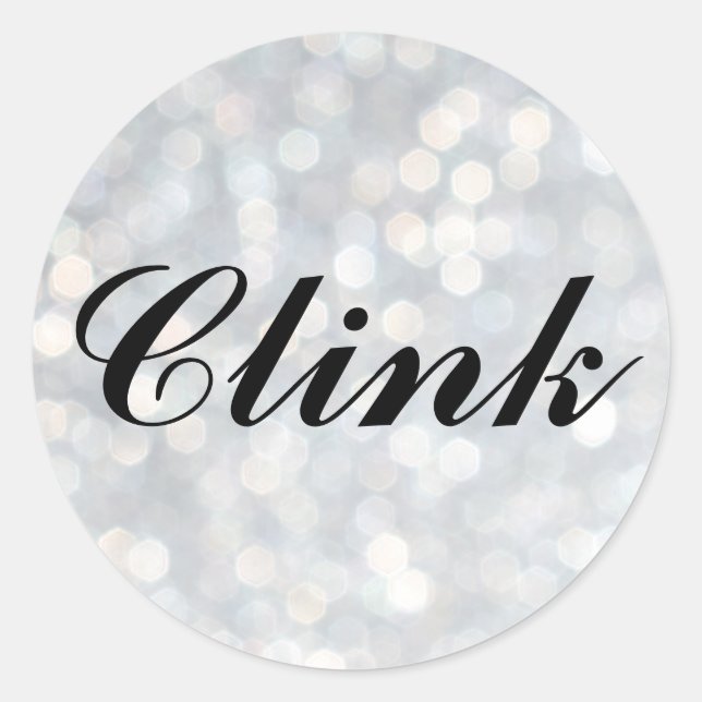 Clink on Silver Champagne Bubbles Sticker (Front)