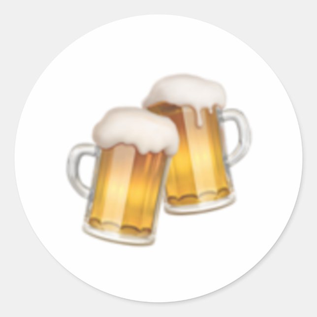 Clinking Beer Mugs - Emoji Classic Round Sticker (Front)
