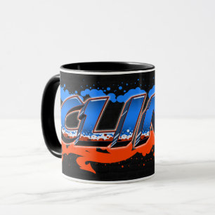 Clint Vorname Name Graffiti blue orange Tasse Mug