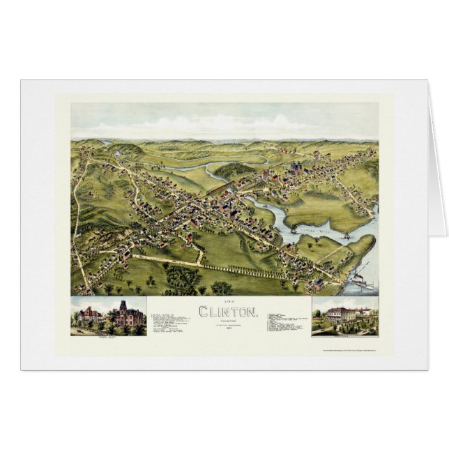 Clinton, carte panoramique de CT - 1881 (Devant horizontal)