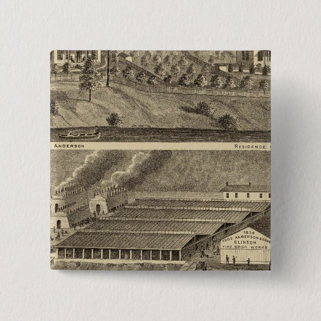 Clinton Fire Brick Works Anderson's Landing 2 Inch Square Button (Front)