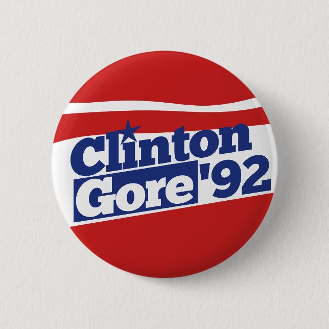 Clinton Gore 92 2 Inch Round Button (Front)