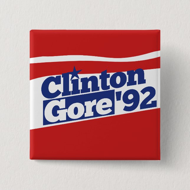 Clinton Gore 92 2 Inch Square Button (Front)