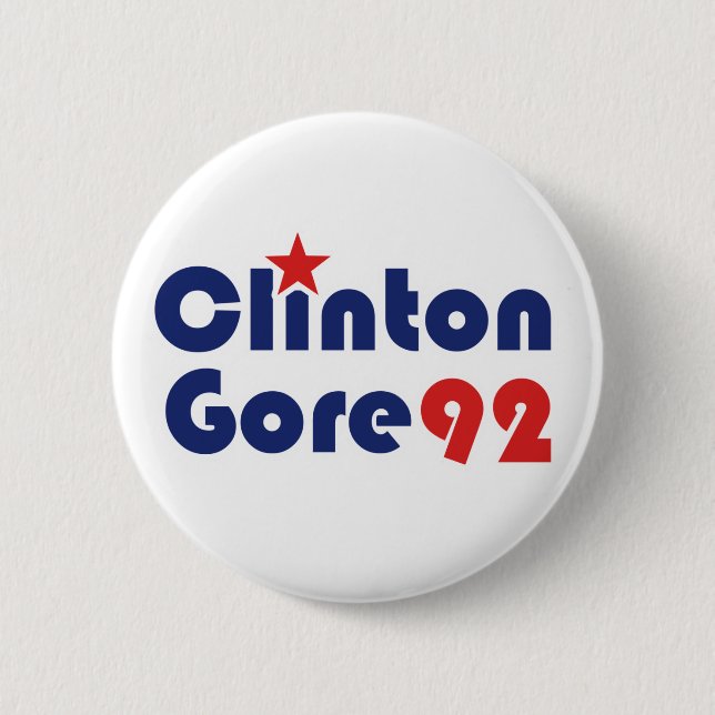 Clinton Gore 92 Retro Democrat 2 Inch Round Button (Front)