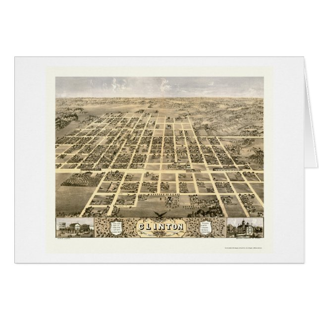 Clinton, IL Panoramic Map - 1869 (Front Horizontal)