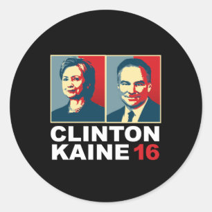 Clinton Kaine 16 - Posterized -- Classic Round Sticker
