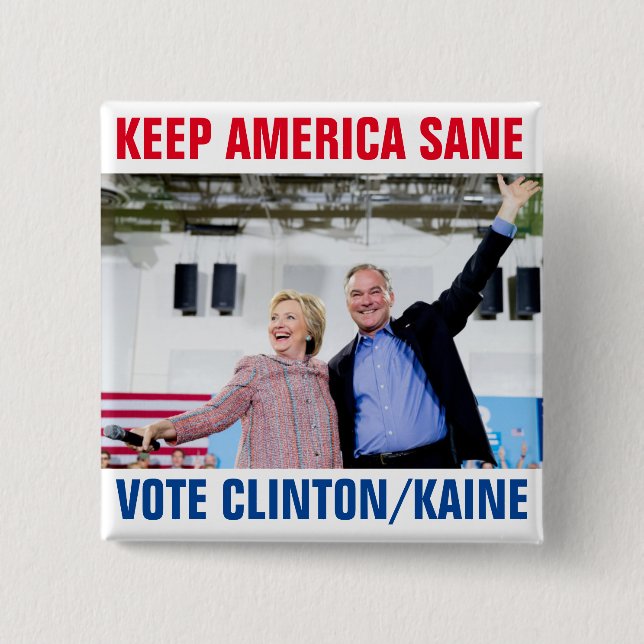 Clinton/Kaine 2016 2 Inch Square Button (Front)