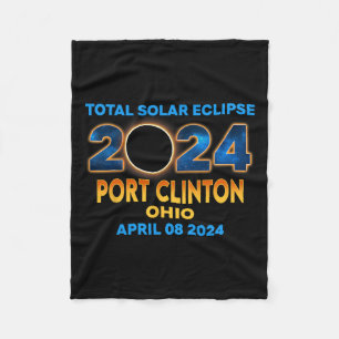 Clinton Ohio Eclipse 2024 Total Solar Eclipse Fleece Blanket