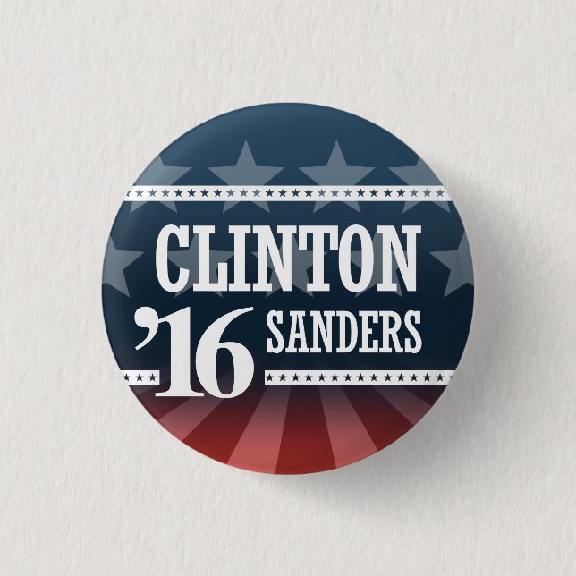Clinton Sanders 2016 1 Inch Round Button (Front)
