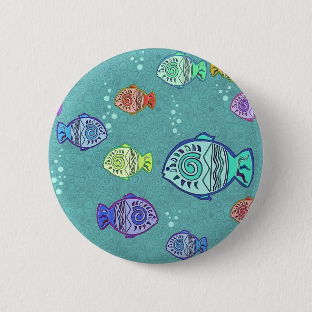 Clip Art Fish Pattern + your ideas 2 Inch Round Button (Front)