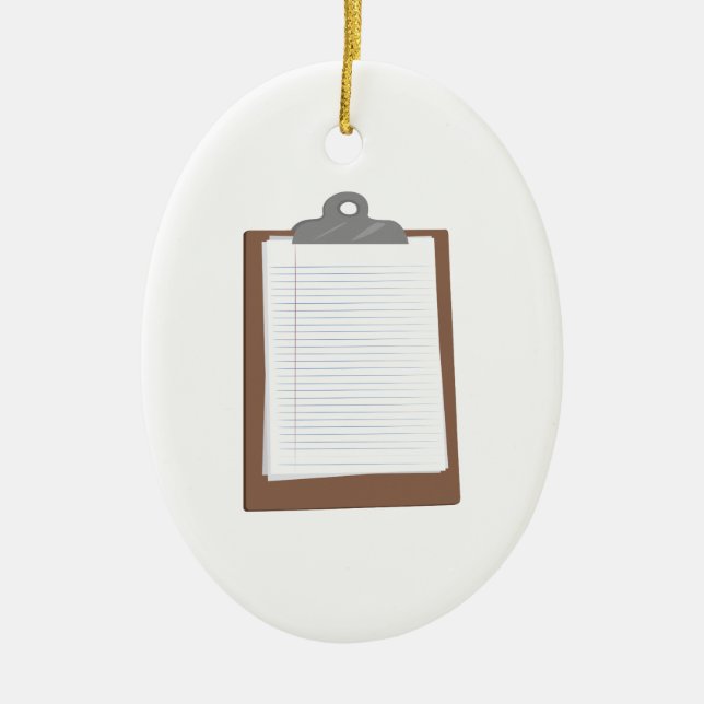 Clip Board Ceramic Ornament (Front)