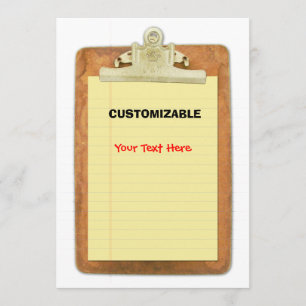 Clip Board & Paper Customize Invitation