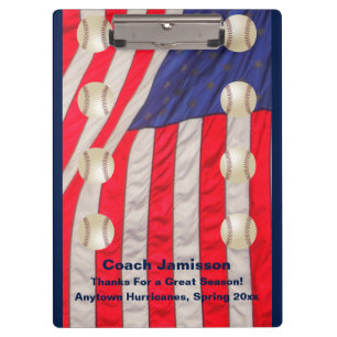 Clipboard, American Flags, Baseball Coach Clipboard