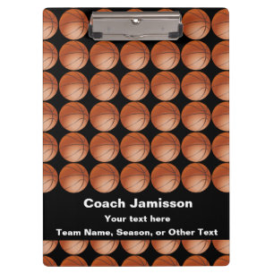 Clipboard Black, Basketball Pattern
