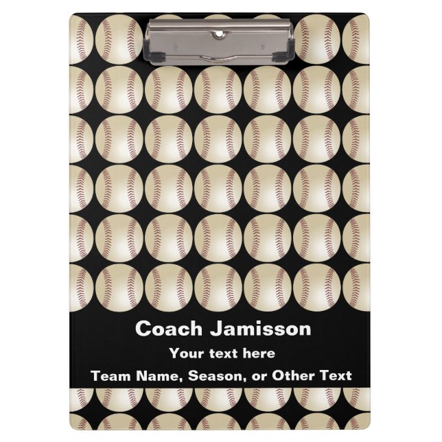 Clipboard Black Personalized Gift 4 Baseball Coach (Front)