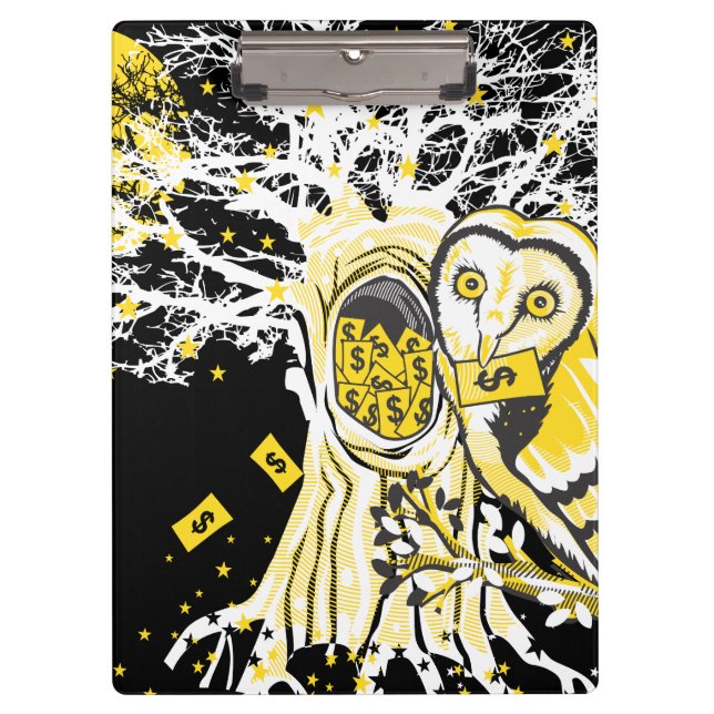 Clipboard Urban Tree Owl & Wealth Surreal Pop-Art (Front)