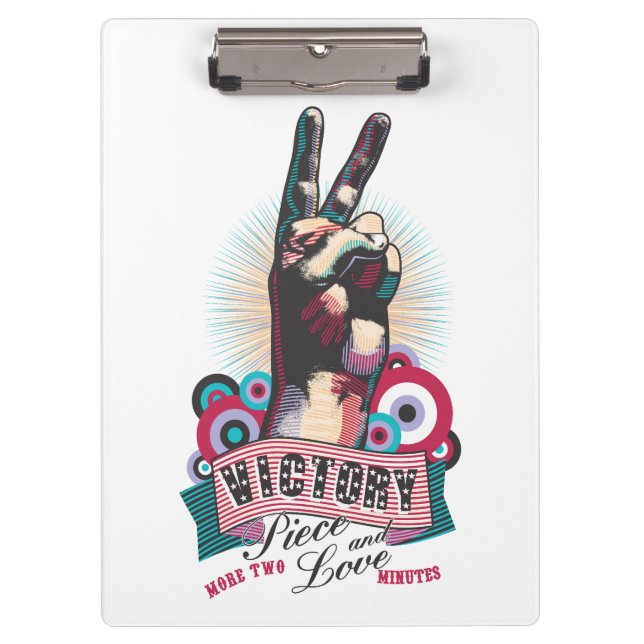 Clipboard – Victory Peace & Love Pop-Art Design (Front)