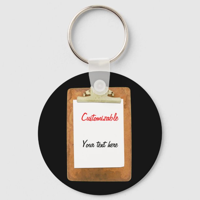 Clipboard with Plain White Paper Keychain (Front)