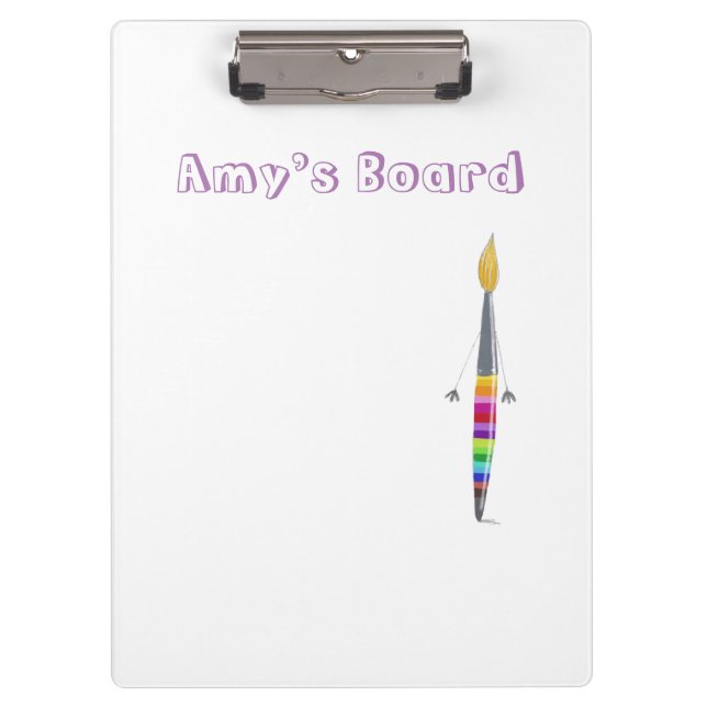 Clipboard With Polly The Paintbrush Illustration (Front)