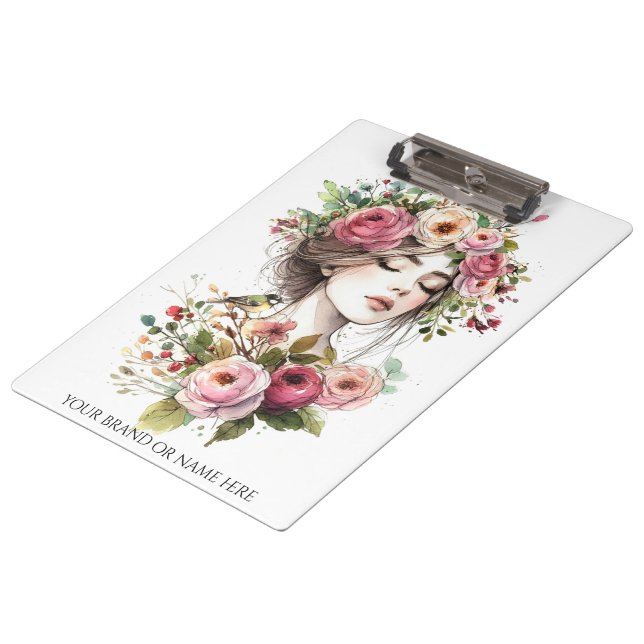 Clipboard Women with Roses-Wreath (Angled)