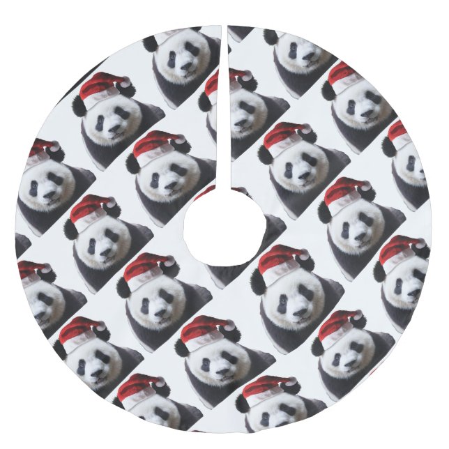 Clipped-Panda-Santa-2 Brushed Polyester Tree Skirt (Front)