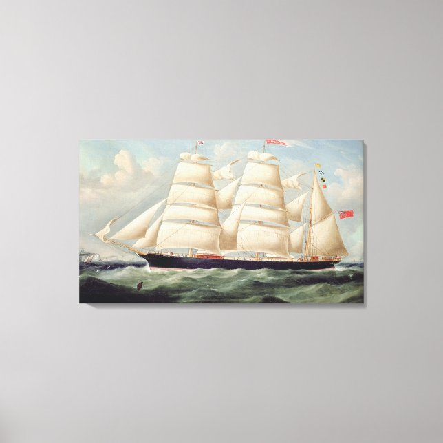 Clipper Barque 'Clendovey' (oil on canvas) Canvas Print (Front)