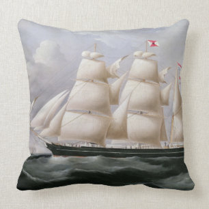 Clipper Barque 'Procymatia' off Dover (oil on canv Throw Pillow