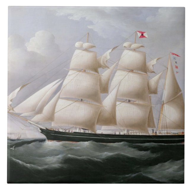 Clipper Barque 'Procymatia' off Dover (oil on canv Tile (Front)
