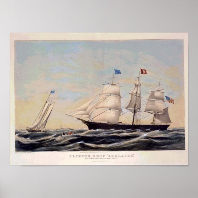 Clipper ship Adelaide Vintage Poster Reproduction (Front)