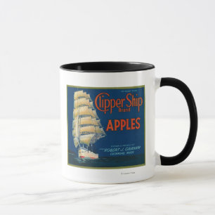 Clipper Ship Apple Label (green) - Cashmere, WA Mug
