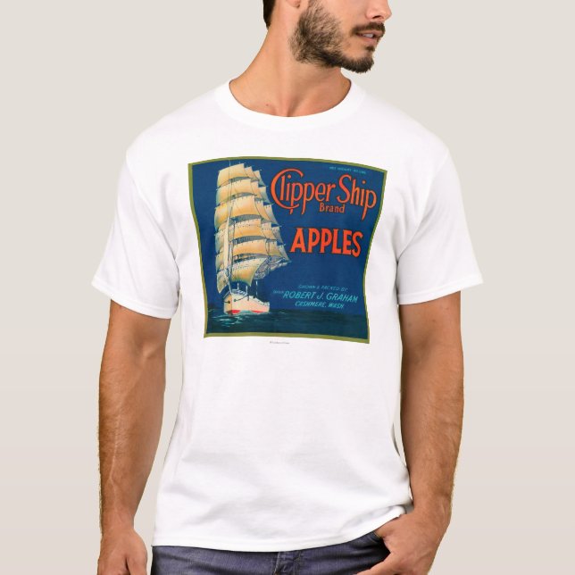 Clipper Ship Apple Label (green) - Cashmere, WA T-Shirt (Front)