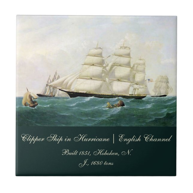 Clipper Ship English Channel Hurricane  Tile (Front)
