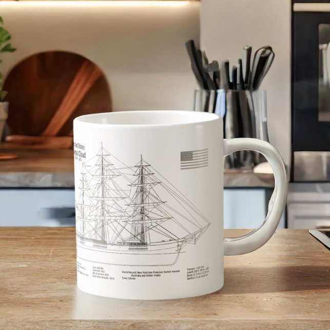 Clipper Ship Flying Cloud - Ship Blueprint BD Coffee Mug (Clipper Ship Flying Cloud - Ship Blueprint BD. Coffee Mug)