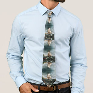 Clipper Ship in New York Harbour 1890 Tie