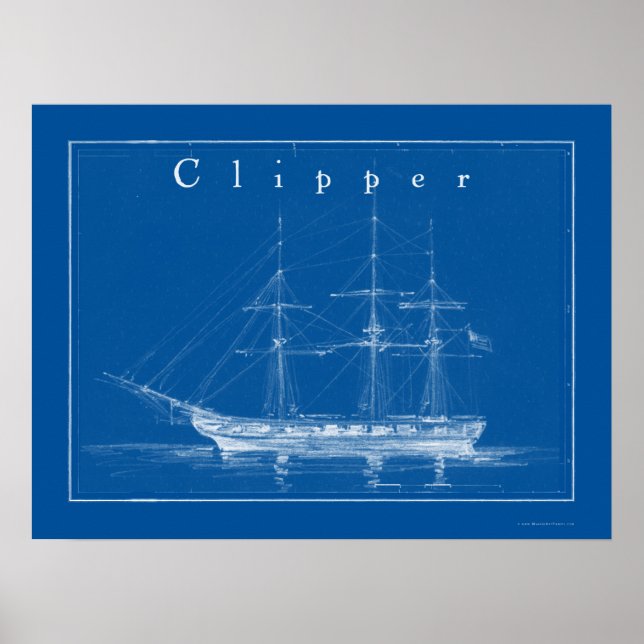 Clipper Ship Nautique Poster Art (Devant)