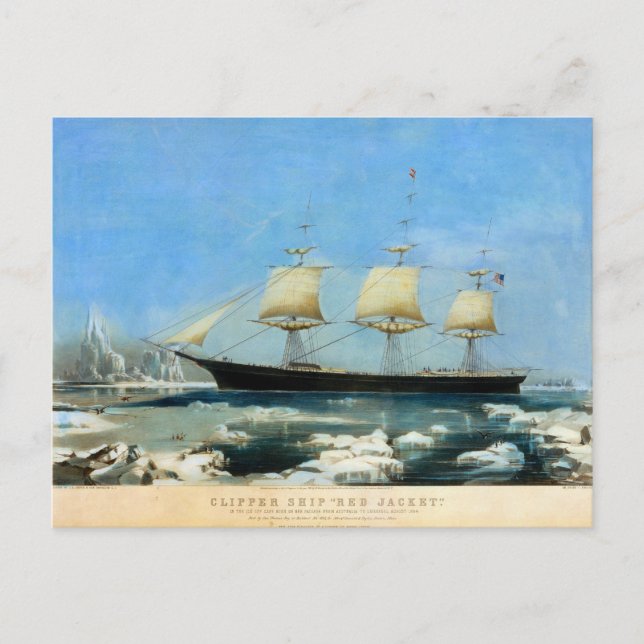 Clipper Ship Red Jacket 1854 Postcard (Front)